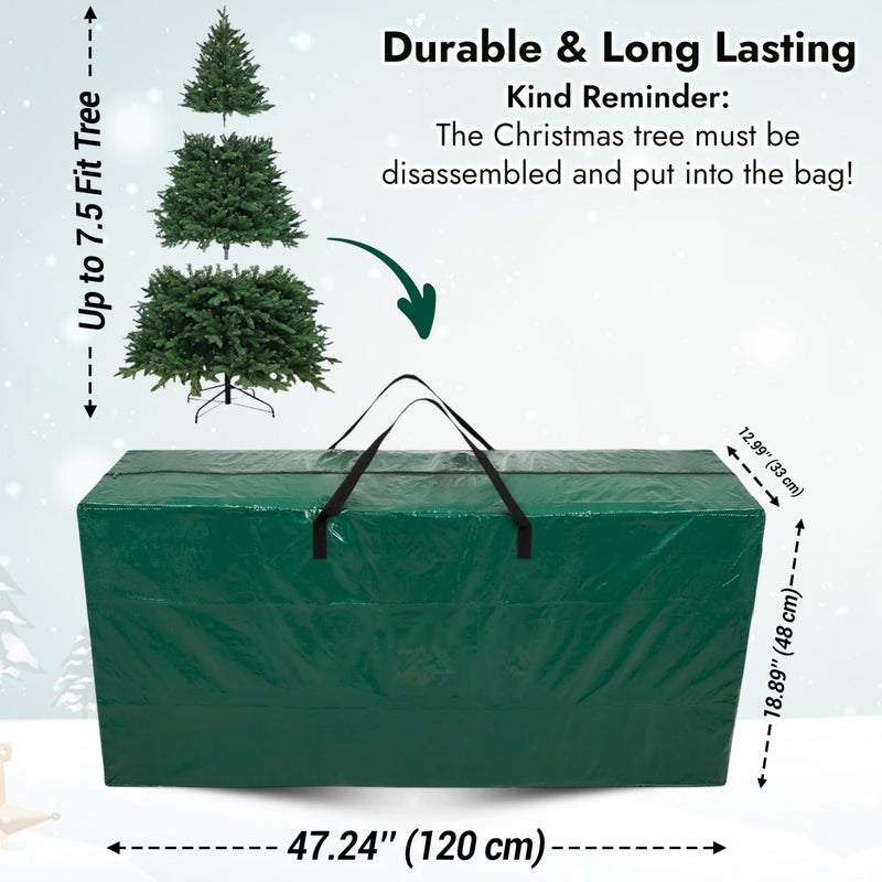 ARSUK NEW 7.5 ft Christmas Tree Storage Bag â€“ Reinforced Heavy Duty Christmas Tree Bag For Artificial Tree â€“ Waterproof with Durable Handles & Zipper â€“ Holiday Xmas Tree Storage Bag (GREEN) - Image 4